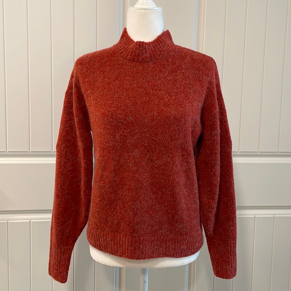 ICHI Ihamara Alpaca Touch Blend Knit Mock Neck Long Sleeve Pullover Swea…